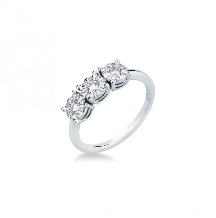 Anello Trilogy con Diamanti in Oro Bianco 18kt – Mirco Visconti