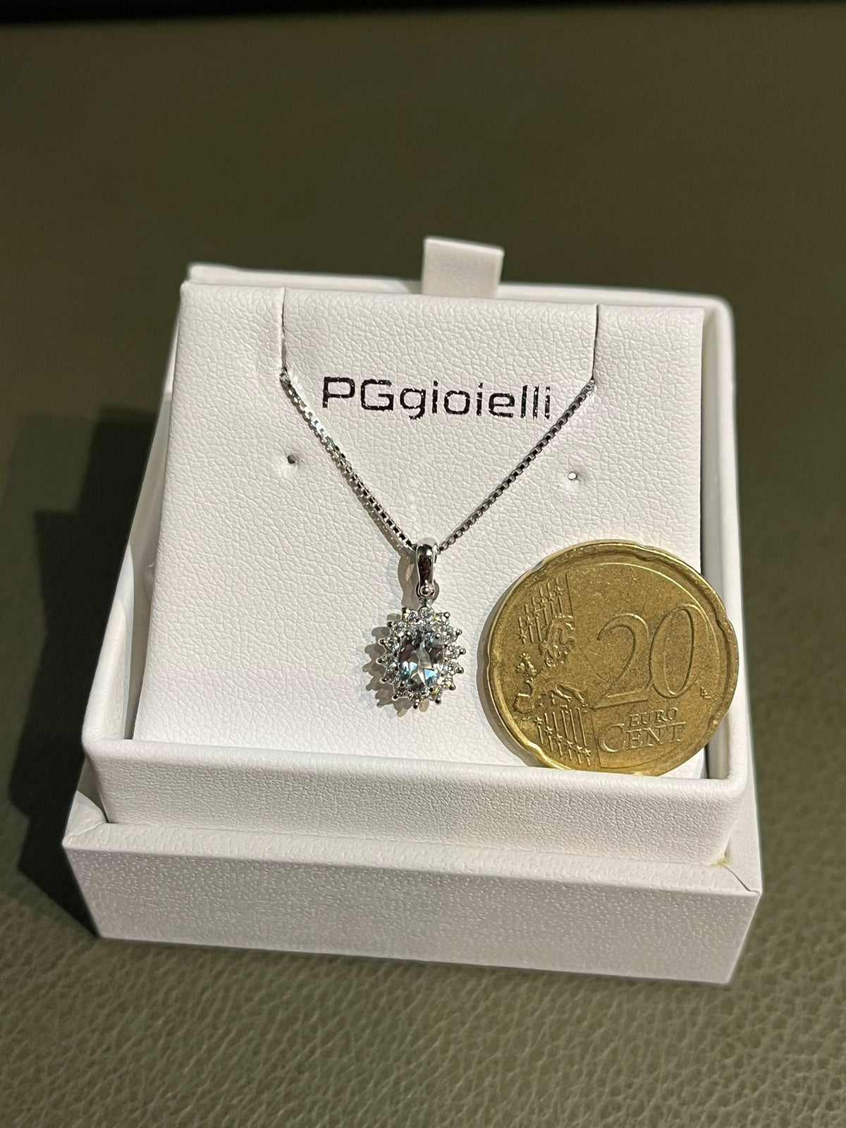 Collana con Acquamarina 0,40 ct e Diamanti in Oro Bianco 18kt – PG Gioielli (CIOLADYA/3)