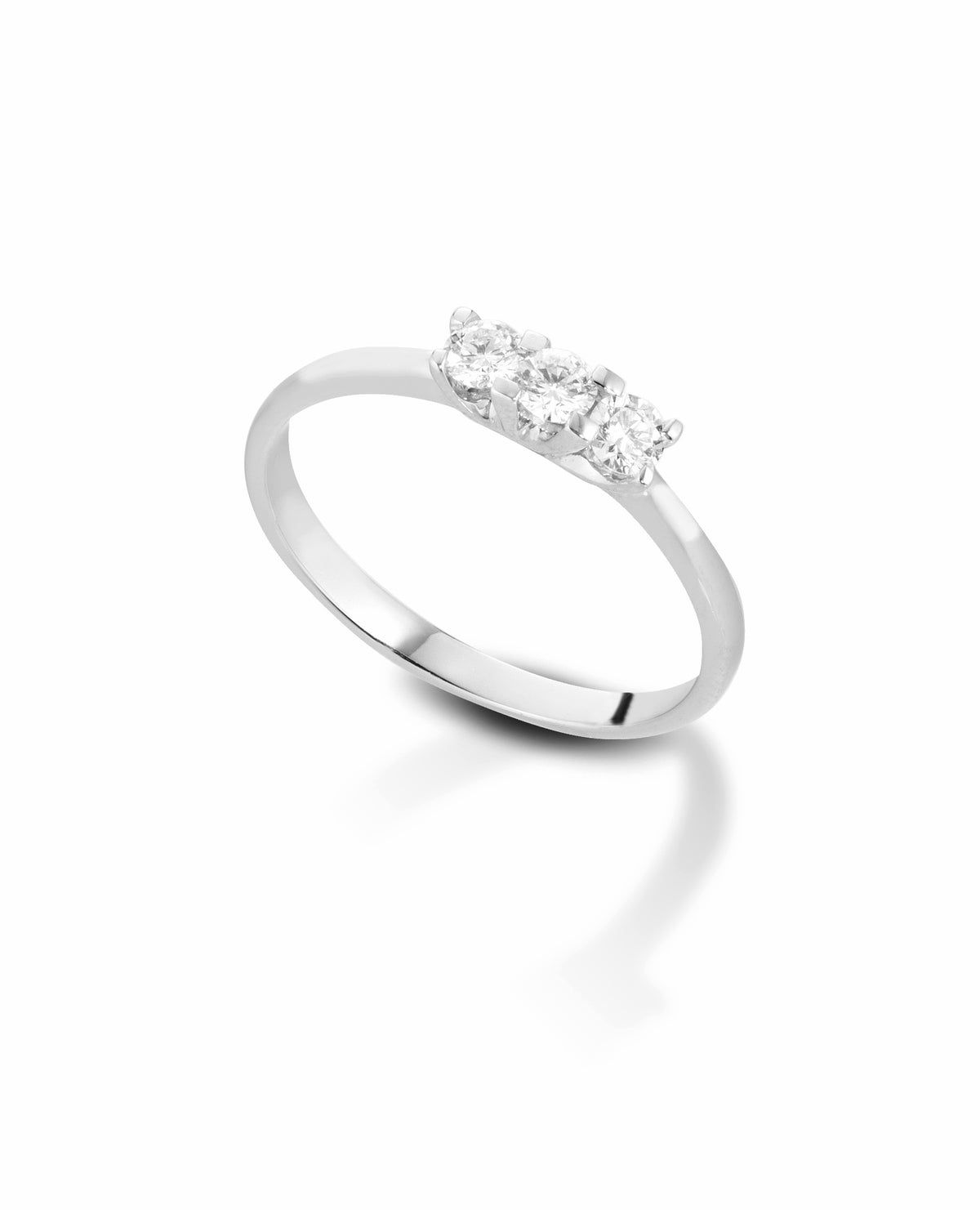 Anello Trilogy con Diamanti 0,12 ct in Oro Bianco 18kt – PG Gioielli (ANT22012)