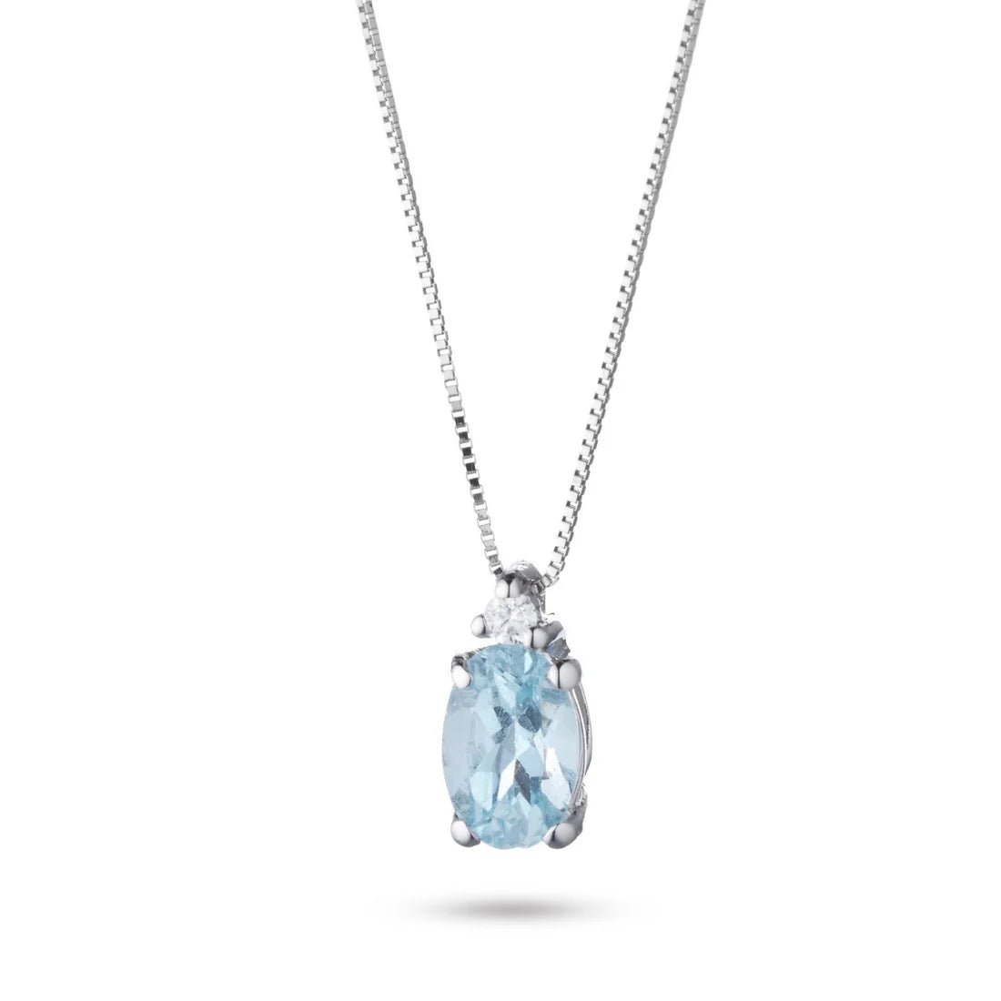 Collana con Acquamarina Ovale 0,40 ct e Diamante in Oro Bianco 18kt – PG Gioielli (CIOSTONEA/1)