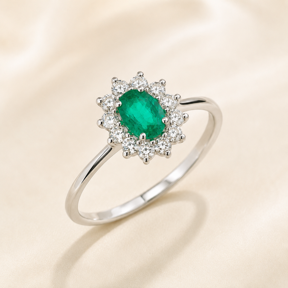 Anello con Smeraldo Zambia 0,46 ct e Diamanti 0,25 ct G VS in Oro Bianco 18kt – Mirco Visconti (LF457/B10S)