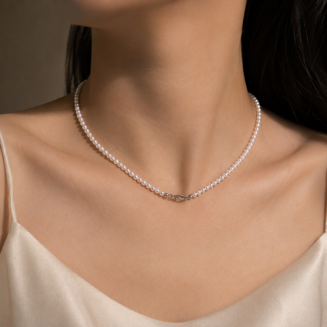 Collana con Perle Kioto 4-4,5 mm in Oro Bianco 18kt – PG Gioielli (105B/0)