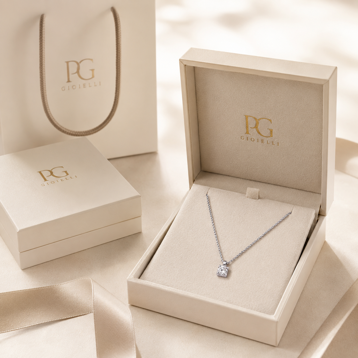 Collana Punto Luce Donna con Diamante 0,07 ct in Oro Bianco 18kt – Mirco Visconti (HP23/70)
