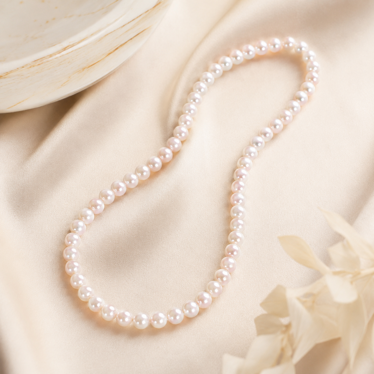 Collana con Perle Kioto 5,5-6 mm in Oro Bianco 18kt – PG Gioielli (105B)