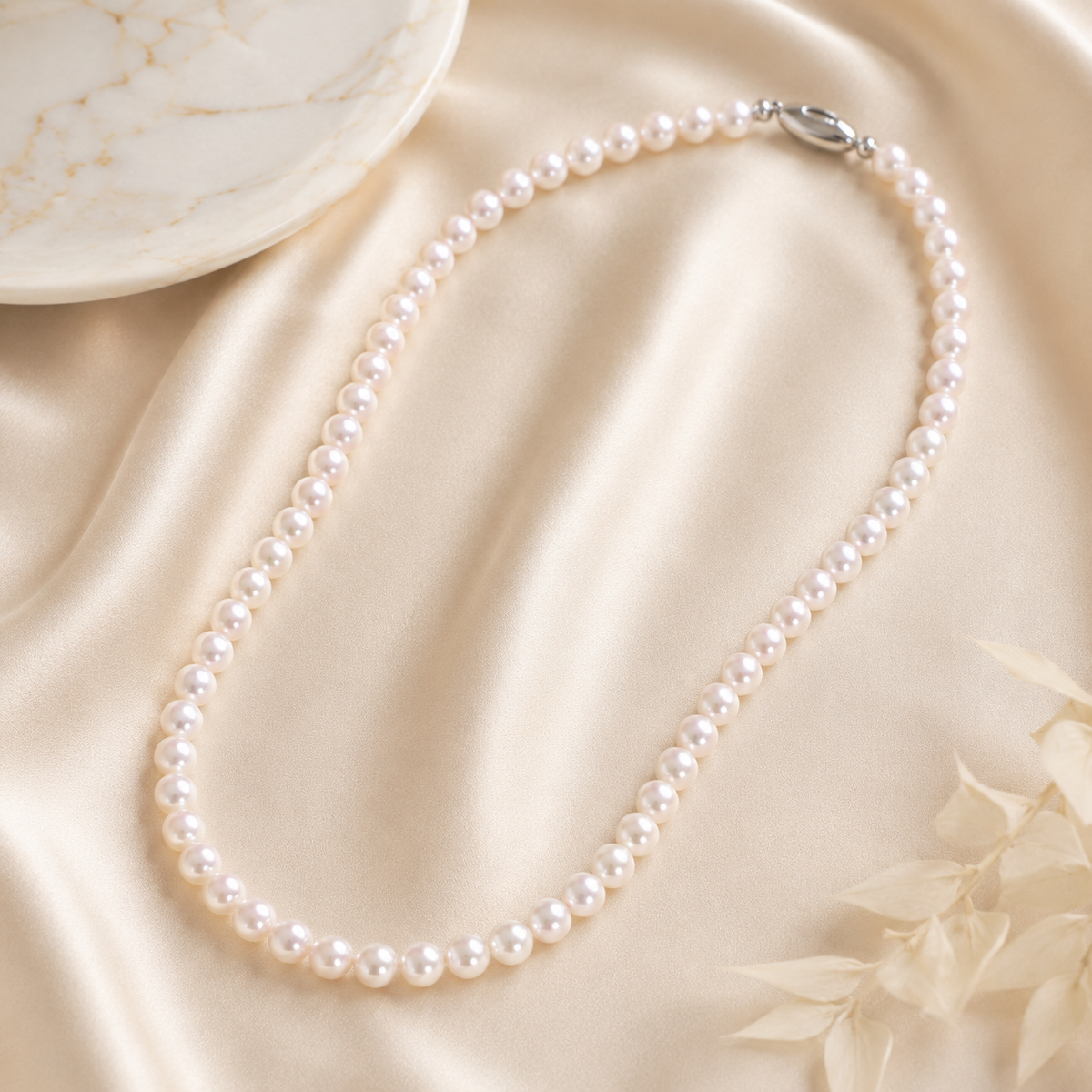 Collana con Perle Kioto 6-7 mm in Oro Bianco 18kt – PG Gioielli (105/B)