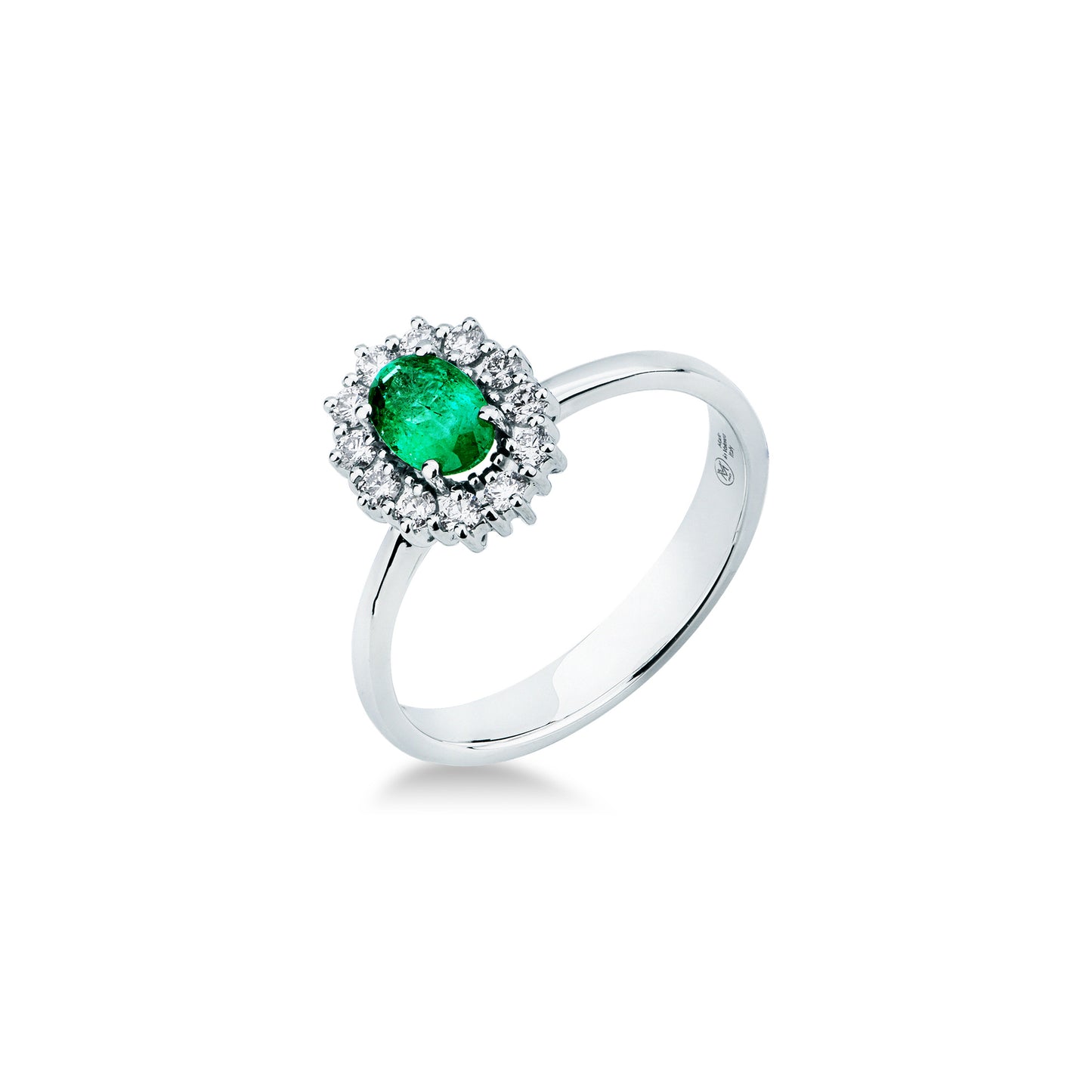 Anello con Smeraldo Zambia e Diamanti in Oro Bianco 18kt – Mirco Visconti (IE82/B10S)