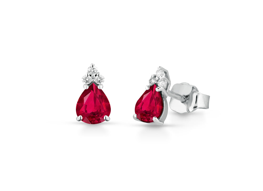 Orecchini con Rubini 0,38 ct e Diamanti 0,04 ct in Oro Bianco 18kt – PG Gioielli (ORCLOVER/1R)