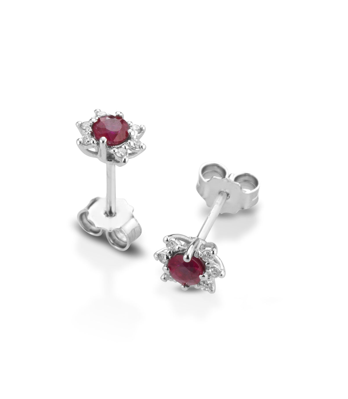 Orecchini con Rubini Tondi 0,10 ct in Oro Bianco 18kt – PG Gioielli (ORKATE12R/1)