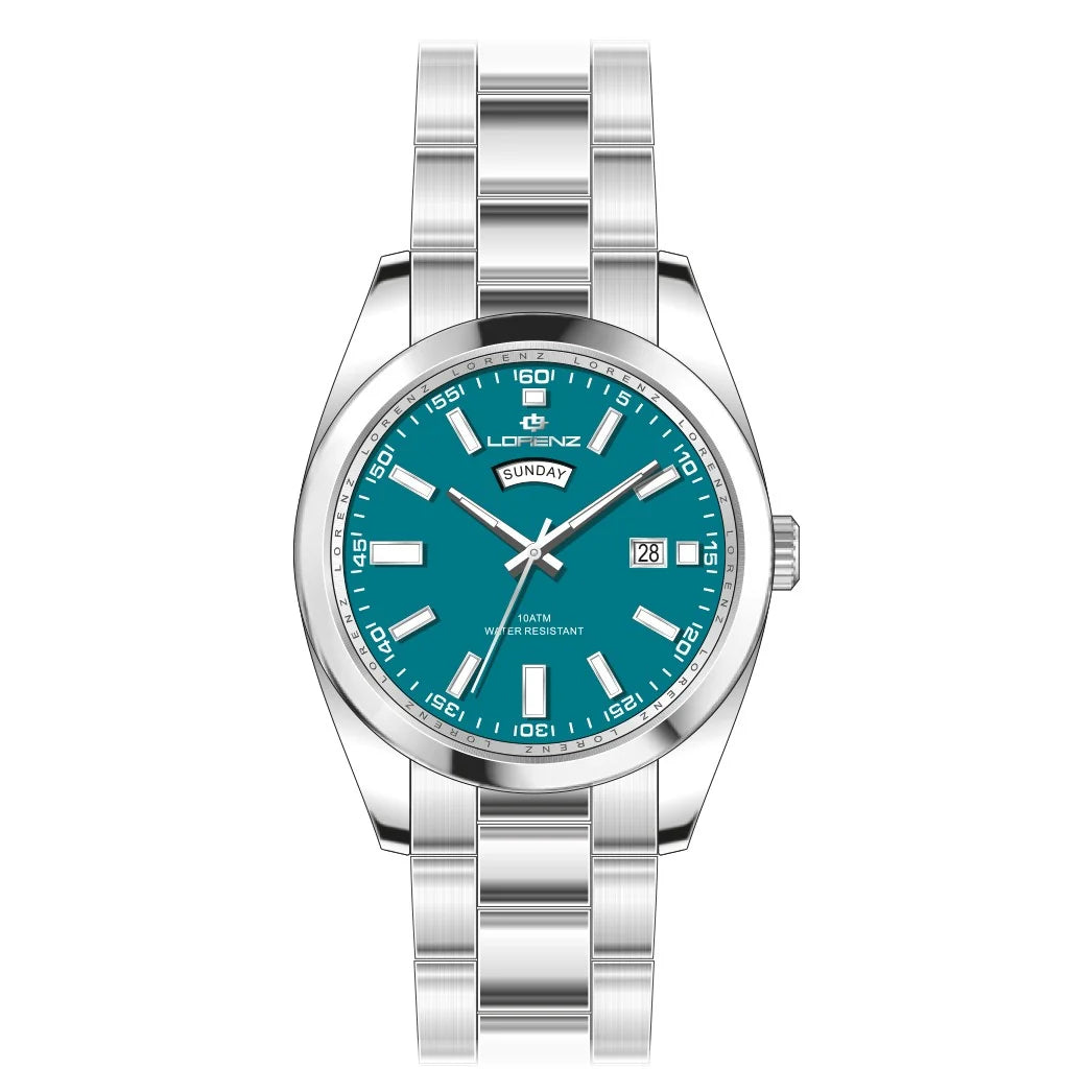 Lorenz Orologio Uomo Day-Date in Acciaio con Quadrante Verde 39mm LZ26208DD