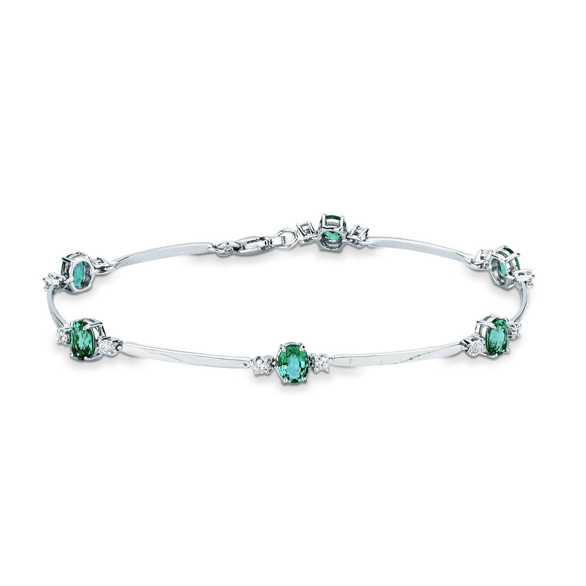 Bracciale con Smeraldi Zambia 1,86 ct e Diamanti 0,29 ct in Oro Bianco 18kt – Mirco Visconti