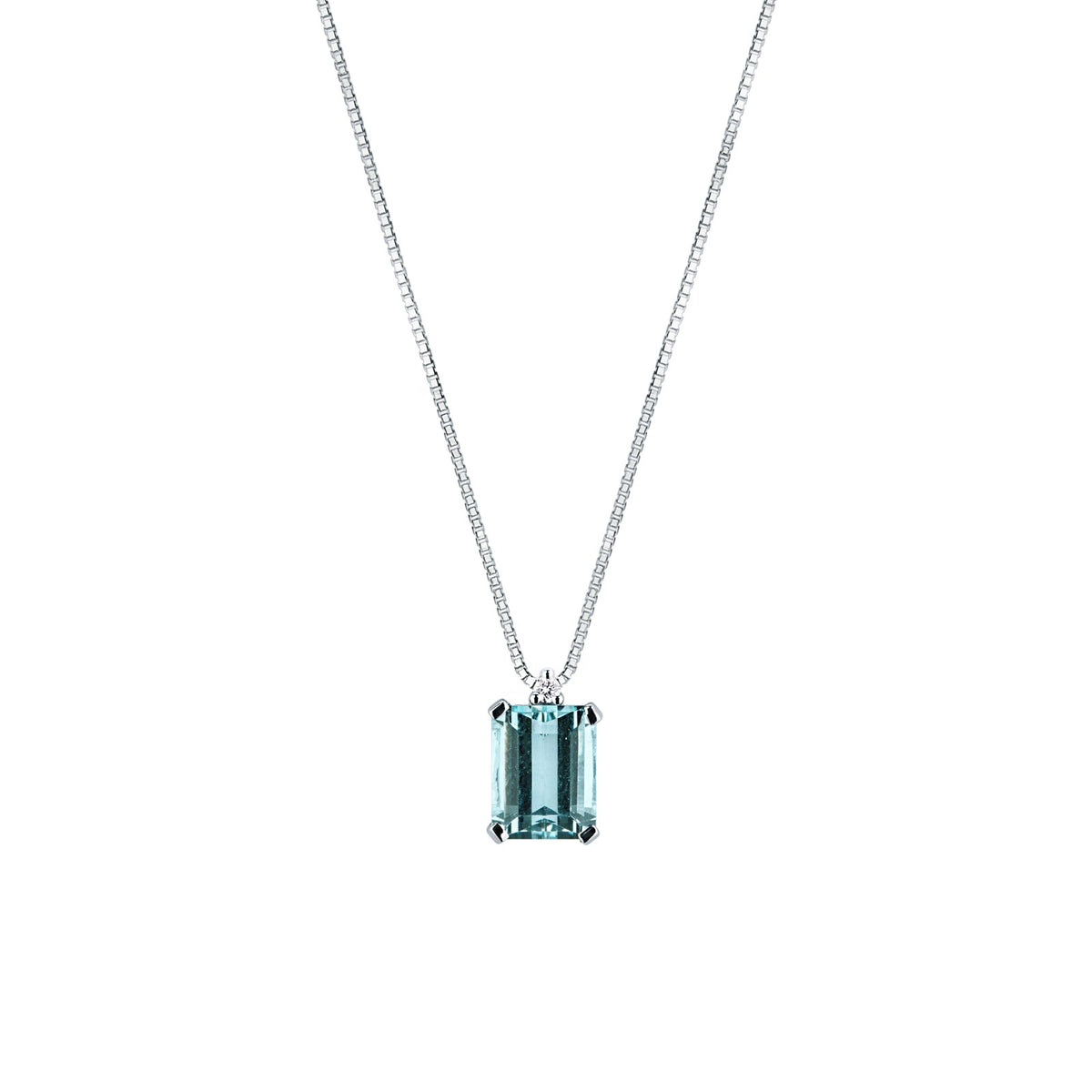 Collana con Pendente in Acquamarina e Diamanti in Oro Bianco 18kt – Mirco Visconti