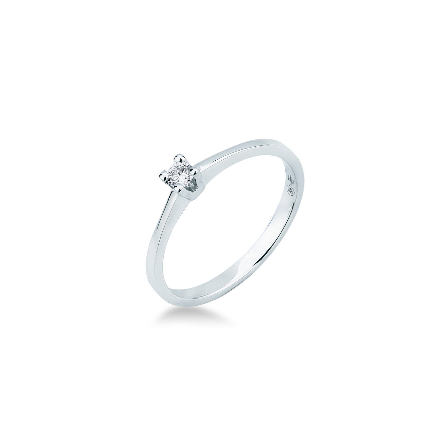 Anello Solitario con Diamante 0,07 ct in Oro Bianco 18kt – Mirco Visconti