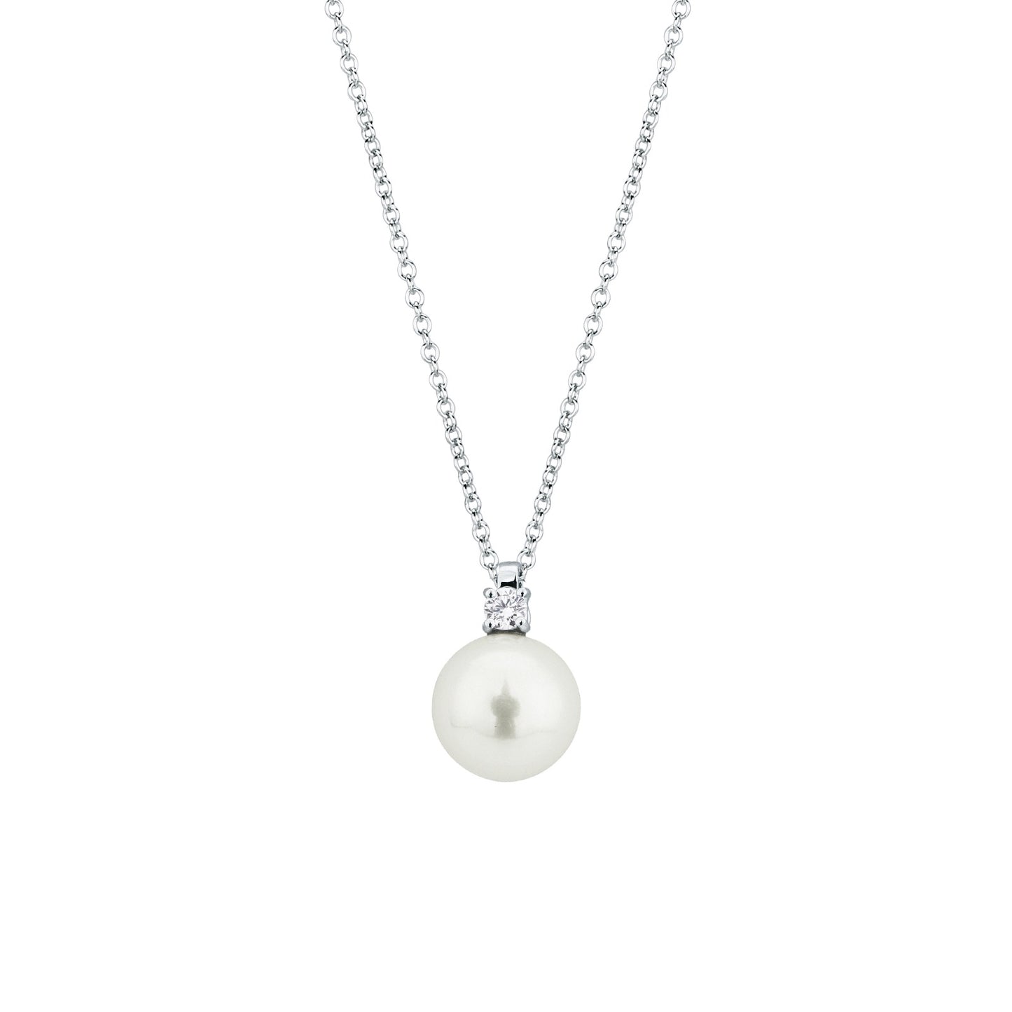 Collana con Perla Naturale e Diamante in Oro Bianco 18kt – Mirco Visconti