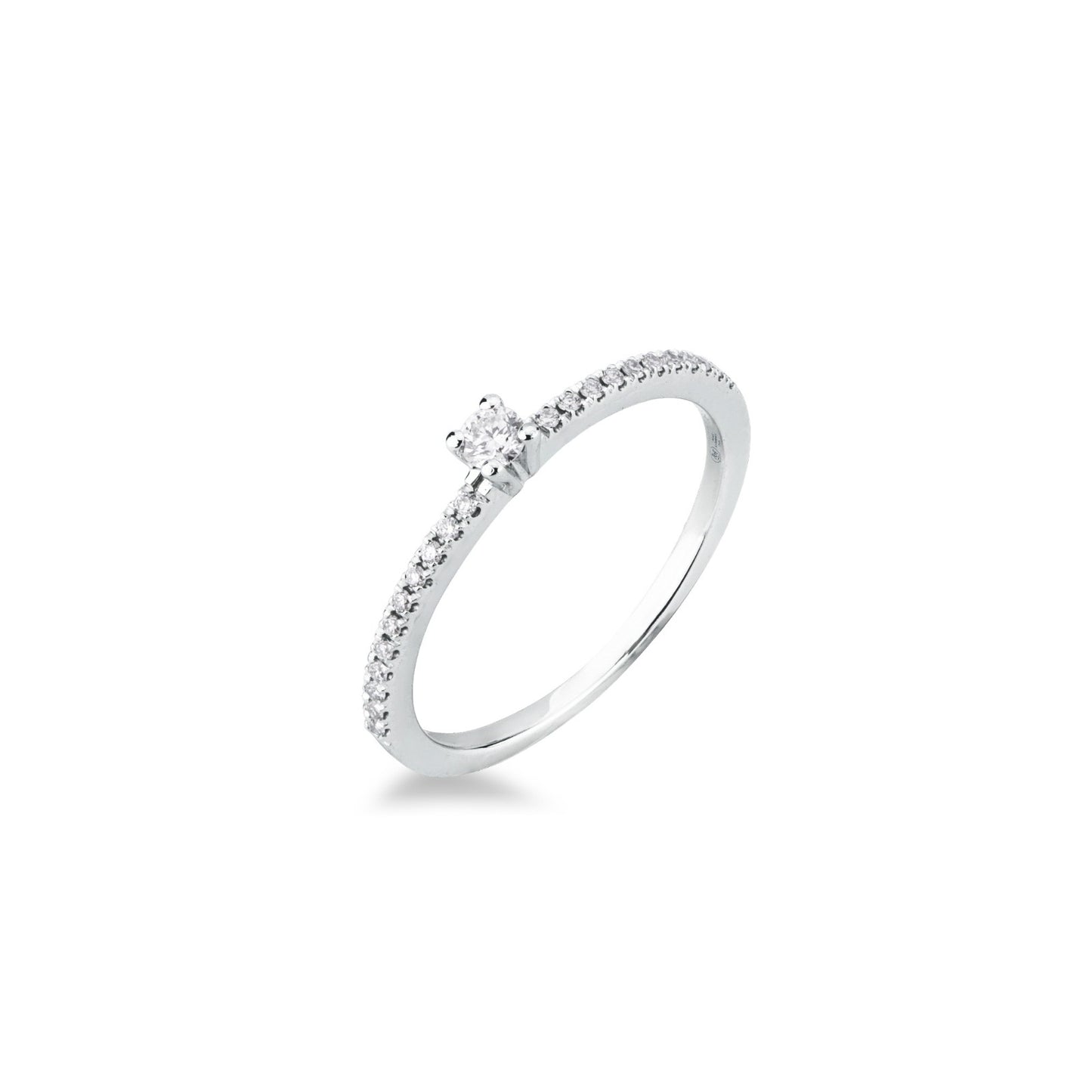 Anello Solitario Pavé Mirco Visconti in Oro Bianco 18kt con Diamanti