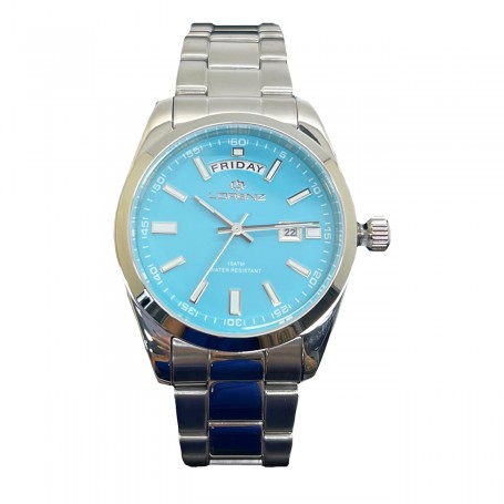Lorenz Orologio Uomo Day-Date in Acciaio Quadrante Celeste Tiffany 39mm LZ26208EE