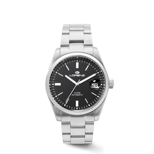 Orologio uomo Lorenz Ginevra 030235CC automatico acciaio 39 mm quadrante nero