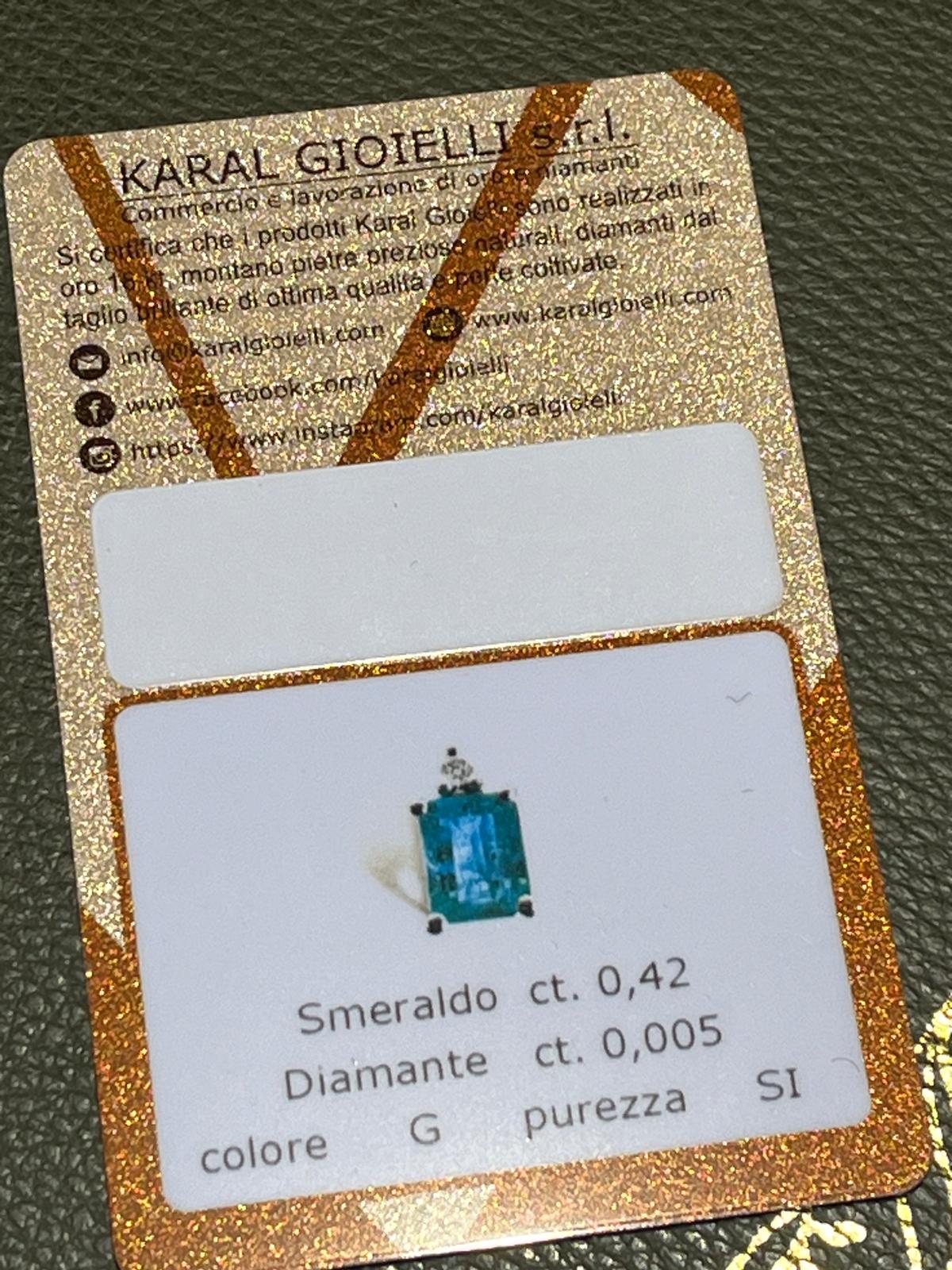 Collana con Smeraldo 0,42 ct e Diamante in Oro Bianco 18kt – Karal (PE.SM 042)