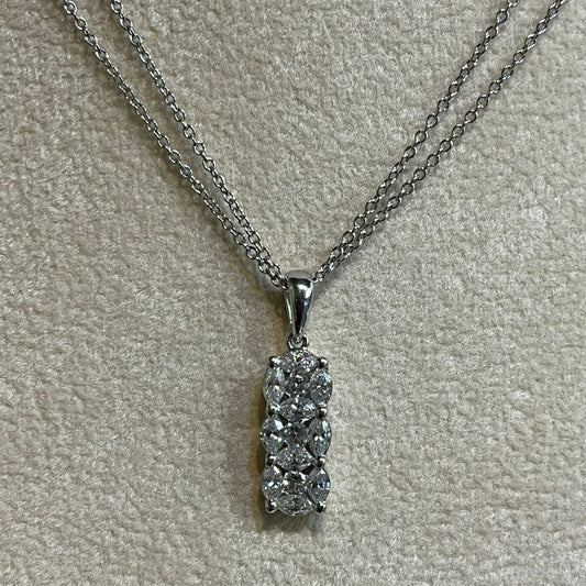 Collana DonnaOro in Oro Bianco 18kt con Pendente Trilogy di Diamanti 1,26 ct F VS