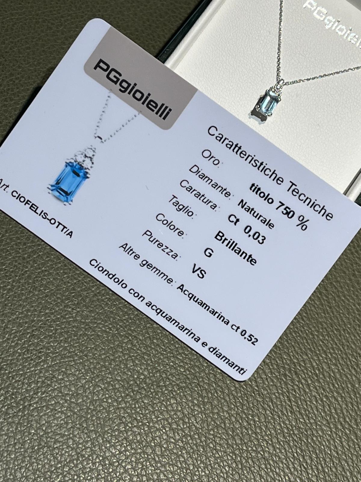Collana con Acquamarina 0,52 ct e Diamanti 0,03 ct in Oro Bianco 18kt – PG Gioielli (CIOFELIS-OTT/A)