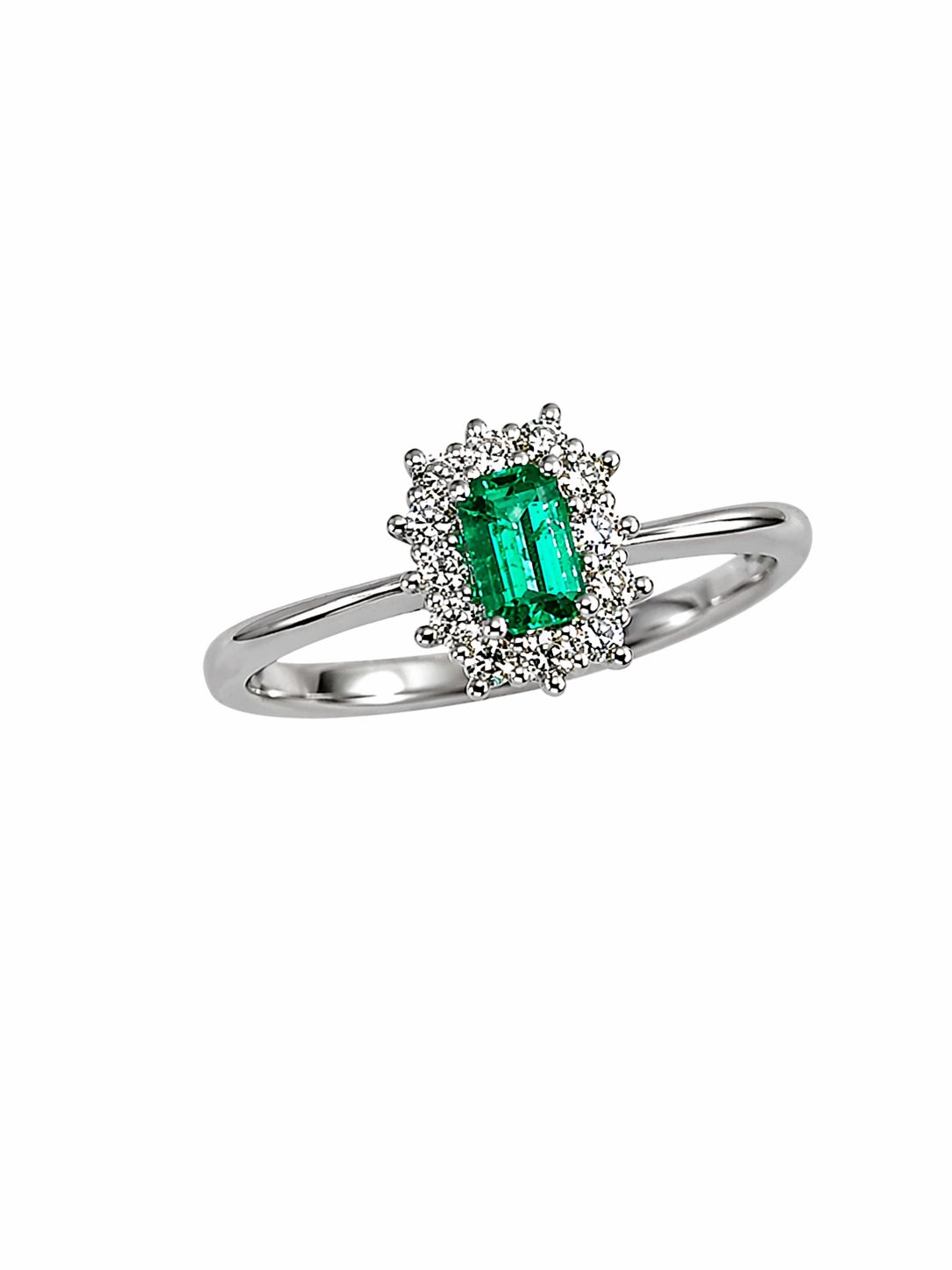 Anello con Smeraldo e Diamanti in Oro Bianco 18kt – Mirco Visconti (Z681/B10SE)