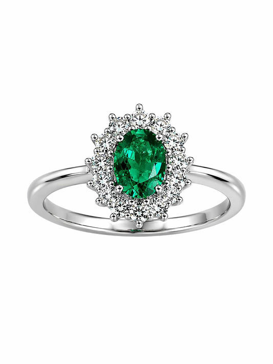 Anello Mirco Visconti in Oro Bianco 18kt con Smeraldo e Diamanti – IE82/B20S
