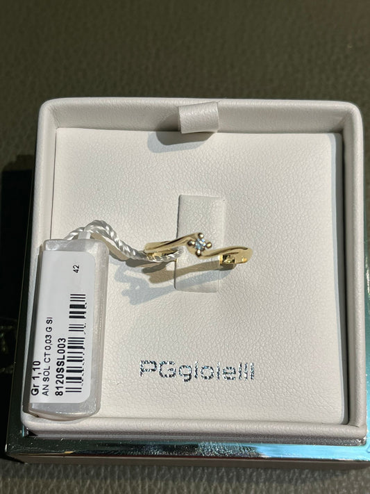 Anello Solitario con Diamante 0,03 ct in Oro Giallo 18kt – PG Gioielli (8120SSL003)