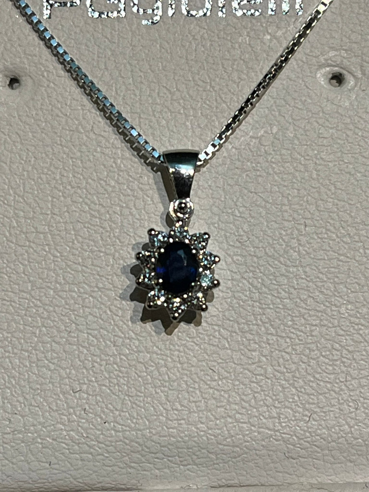 Collana con Zaffiro e Diamanti in Oro Bianco 18kt – PG Gioielli (CIOLADYZ/1)