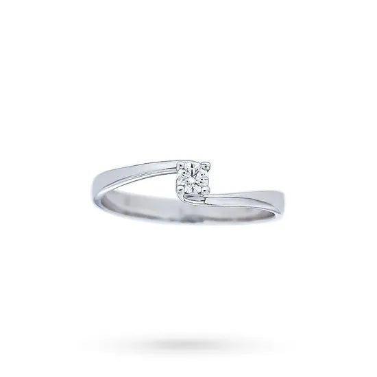 Anello Solitario Valentino con Diamante 0,11 ct in Oro Bianco 18kt – Mirco Visconti
