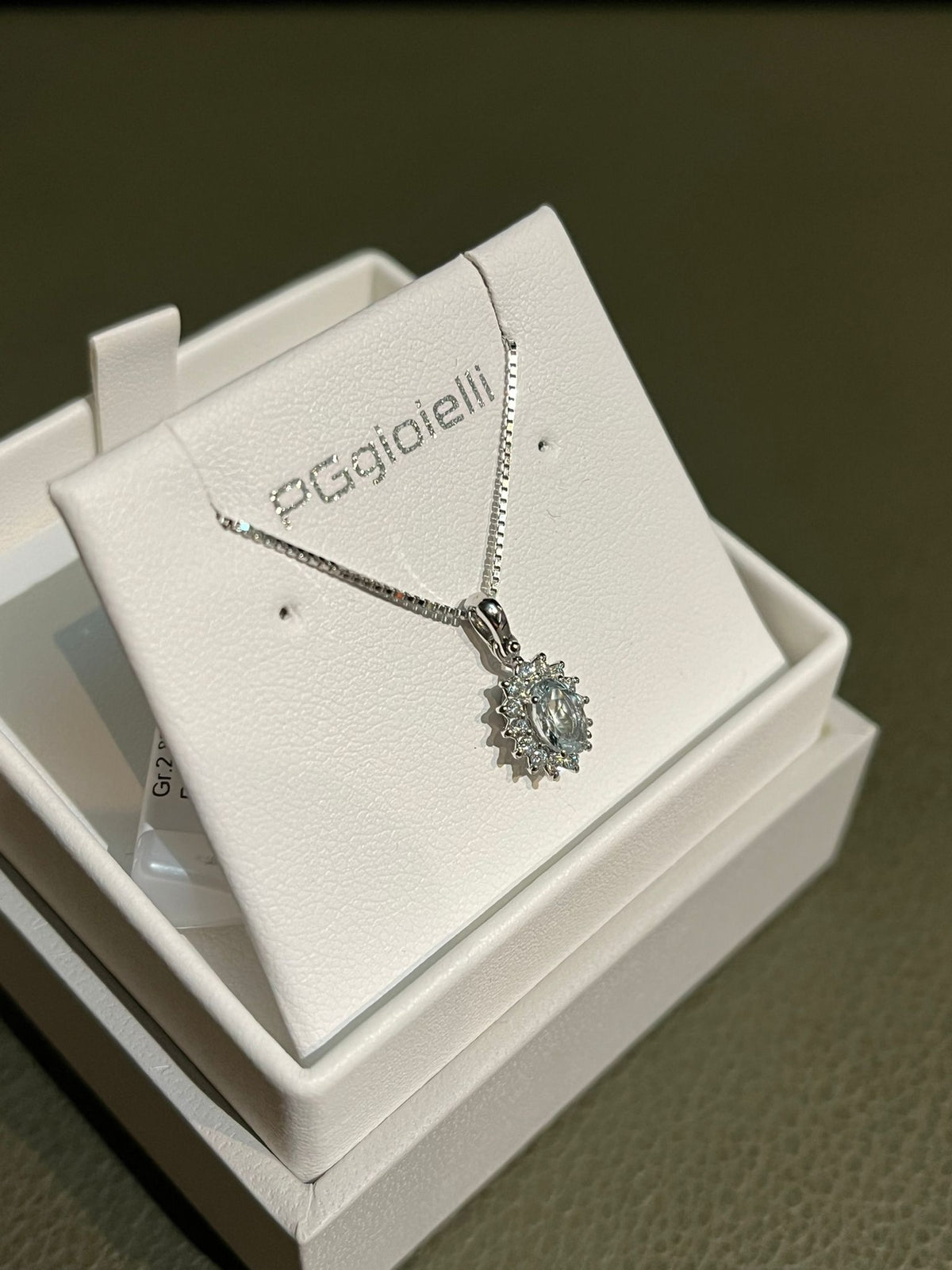 Collana con Acquamarina 0,40 ct e Diamanti in Oro Bianco 18kt – PG Gioielli (CIOLADYA/3)