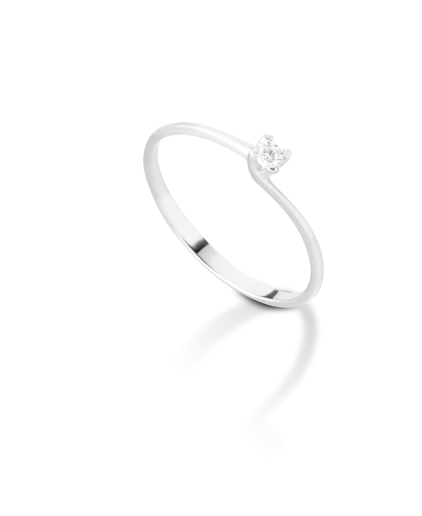 Anello Solitario con Diamante in Oro Bianco 18kt – PG Gioielli (8110002)