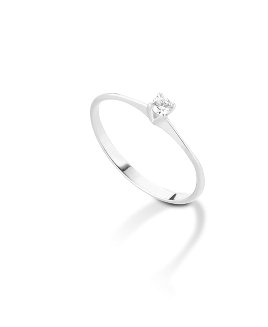 Anello Solitario con Diamante in Oro Bianco 18kt – PG Gioielli (8112003)