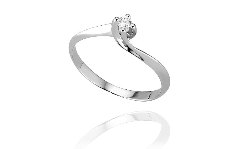 Anello Solitario con Diamante in Oro Bianco 18kt – PG Gioielli (8120SSL006)