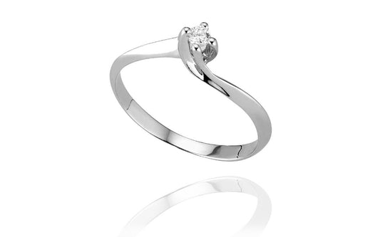 Anello Solitario con Diamante in Oro Bianco 18kt – PG Gioielli (8120SSL006)