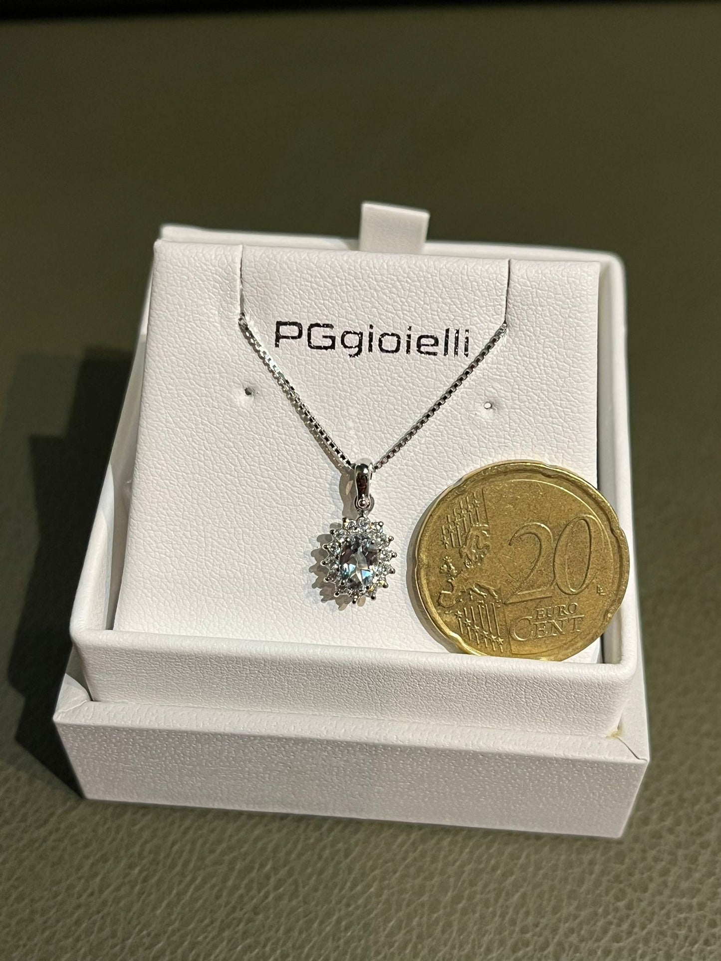 Collana con Acquamarina 0,40 ct e Diamanti in Oro Bianco 18kt – PG Gioielli (CIOLADYA/3)