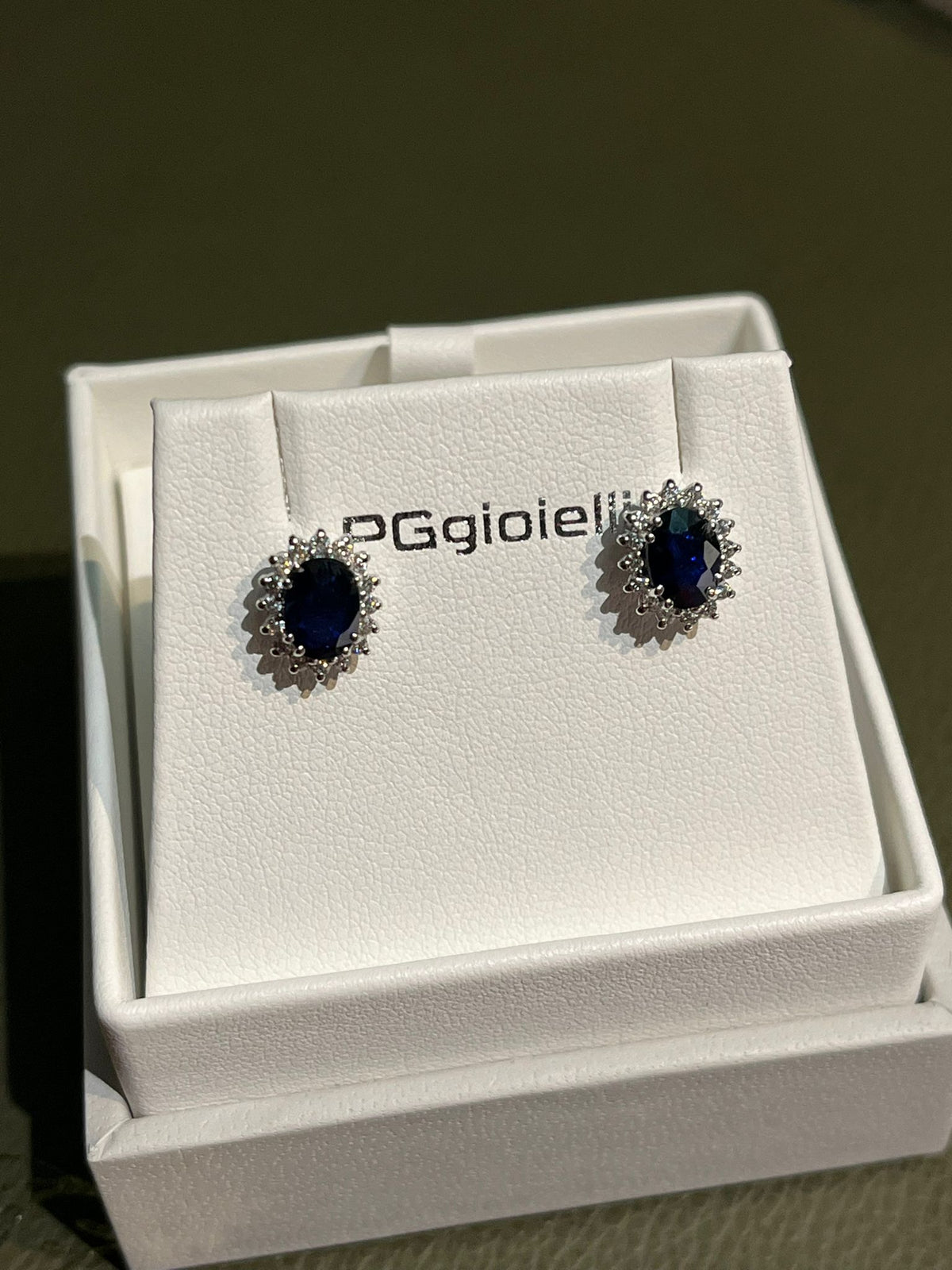 Orecchini con Zaffiri e Diamanti in Oro Bianco 18kt – PG Gioielli (ORLADYZ/4)