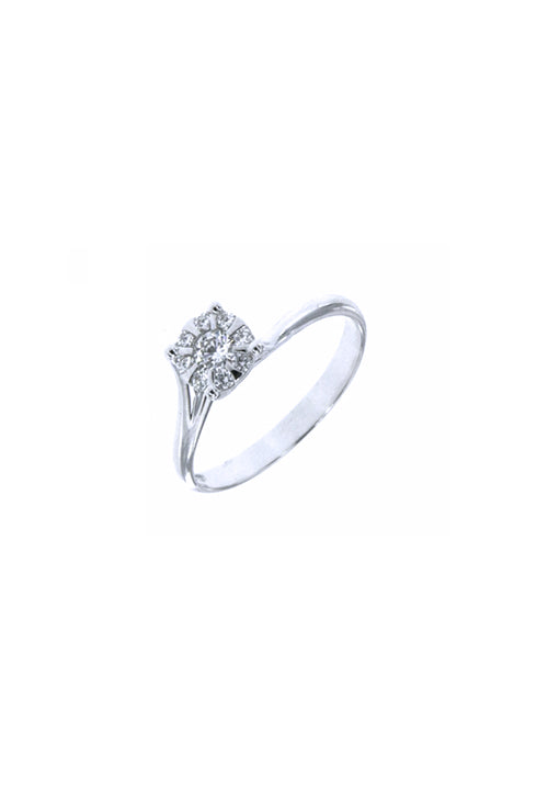 Anello Solitario con Diamante 0,13 ct in Oro Bianco 18kt – Mirco Visconti