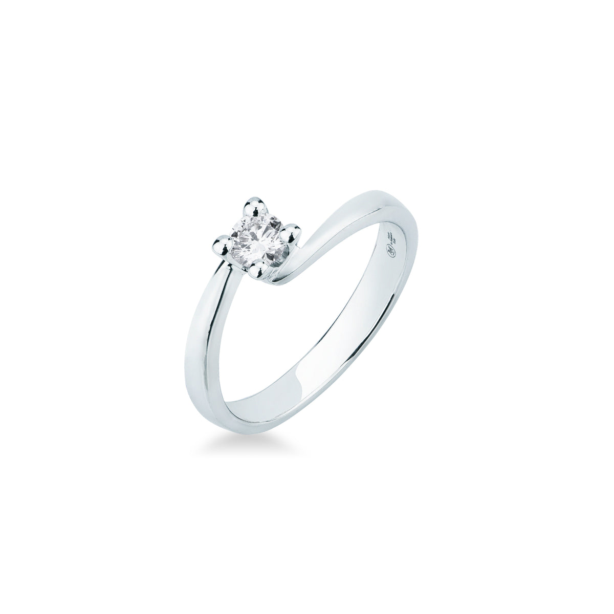 Anello Solitario Modello Valentino con Diamante in Oro Bianco 18kt – Mirco Visconti