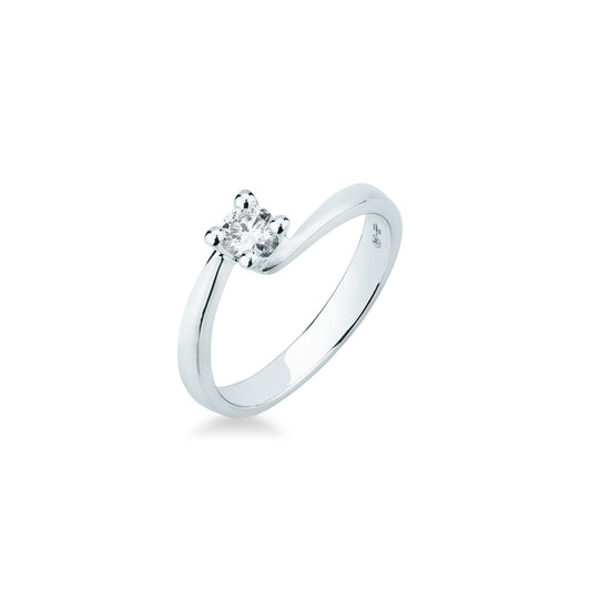 Anello Solitario Modello Valentino con Diamante in Oro Bianco 18kt – Mirco Visconti