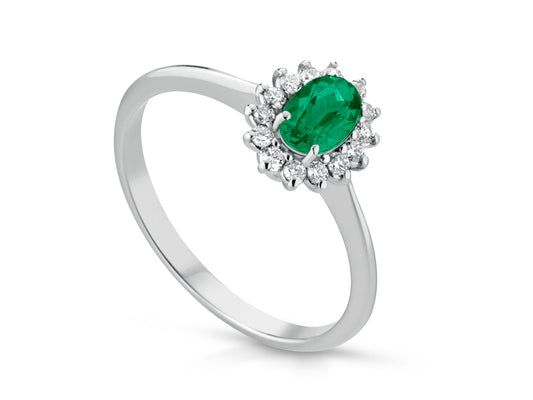 Anello con Smeraldo e Diamanti in Oro Bianco 18kt – PG Gioielli (ANLADYS/1)
