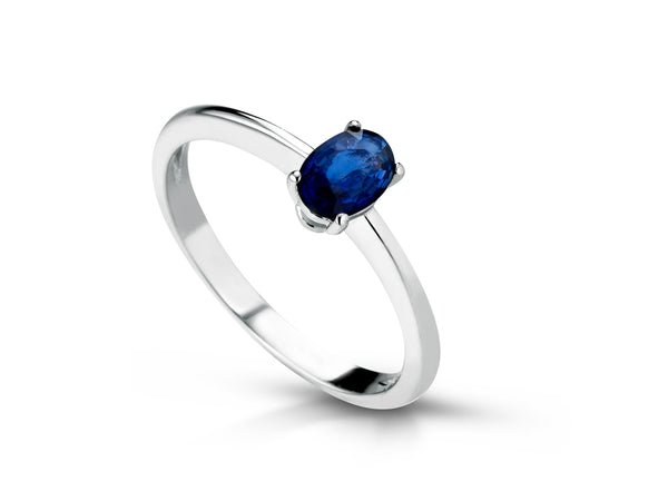 Anello Donna PG Gioielli Oro Bianco, Zaffiro Blu Ovale 0.49 ct e Diamanti - ANONLY/1Z