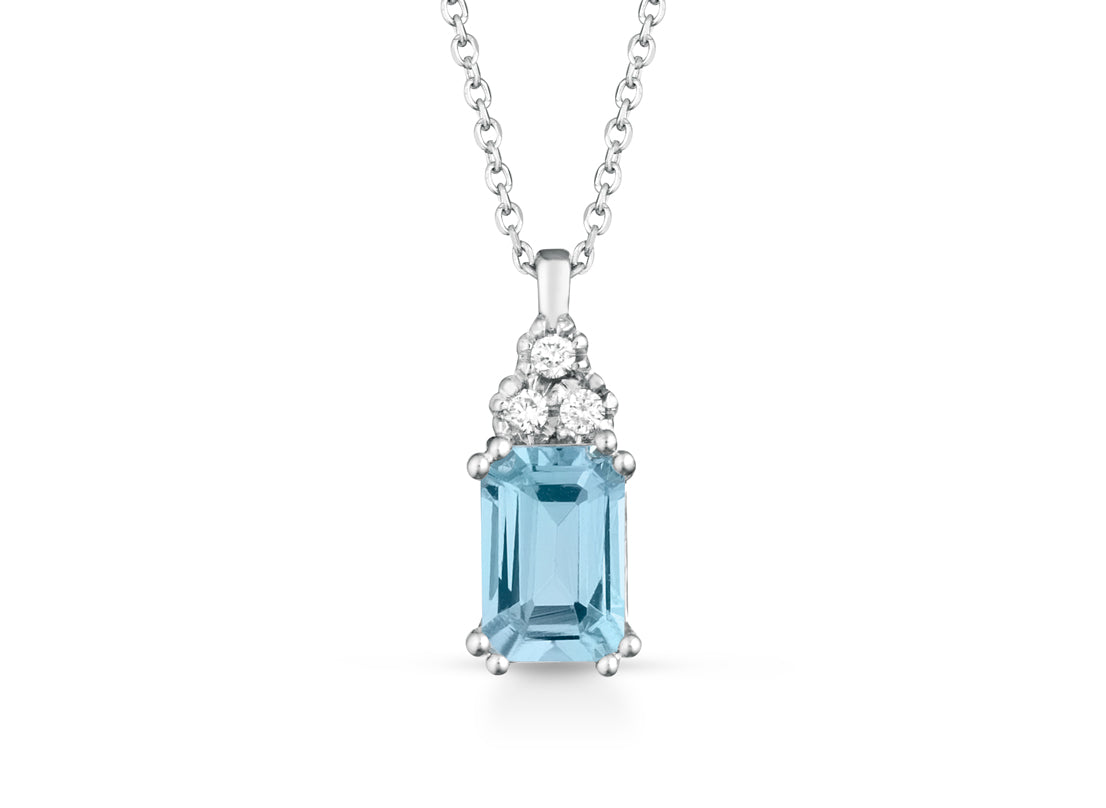 Collana con Acquamarina 0,52 ct e Diamanti 0,03 ct in Oro Bianco 18kt – PG Gioielli (CIOFELIS-OTT/A)
