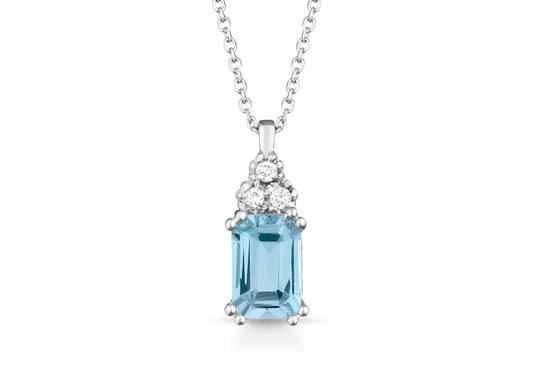 Collana con Acquamarina 0,52 ct e Diamanti 0,03 ct in Oro Bianco 18kt – PG Gioielli (CIOFELIS-OTT/A)