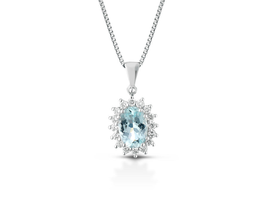 Collana con Acquamarina 0,76 ct e Diamanti 0,18 ct in Oro Bianco 18kt – PG Gioielli (CIOLADYA/4)