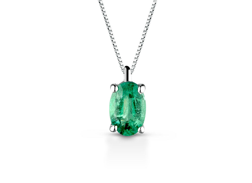 Collana con Smeraldo Ovale 0,88 ct in Oro Bianco 18kt – PG Gioielli (CIOONLY/1S)