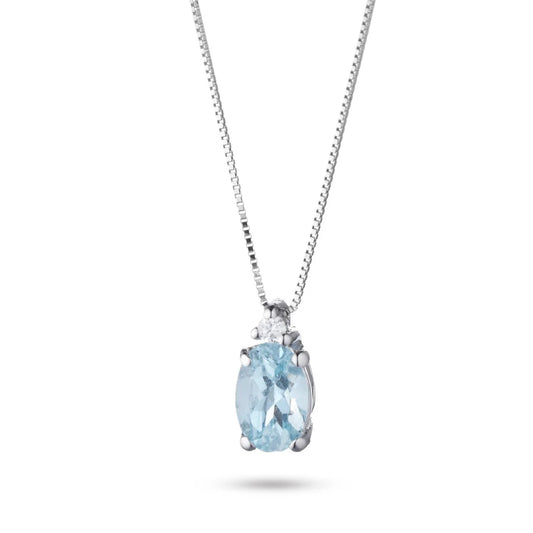 Collana con Acquamarina Ovale 0,40 ct e Diamante in Oro Bianco 18kt – PG Gioielli (CIOSTONEA/1)