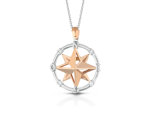 Collana Rosa dei Venti con Diamanti in Oro Bicolore 18kt – PG Gioielli (CIOUOMO15/G)