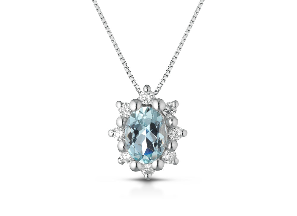 Collana con Acquamarina Ovale 0,18 ct in Oro Bianco 18kt – PG Gioielli (CIOVERA/1A)