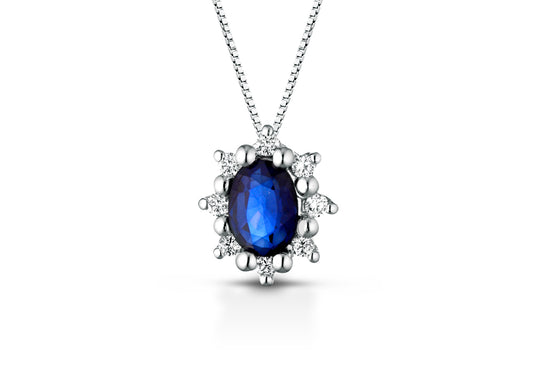 Collana con Zaffiro Ovale 0,18 ct in Oro Bianco 18kt – PG Gioielli (CIOVERA/1Z)