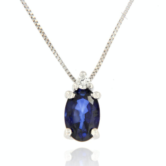 Collana con Zaffiro Ovale 0,49 ct e Diamante in Oro Bianco 18kt – PG Gioielli (CIOSTONEZ/1)