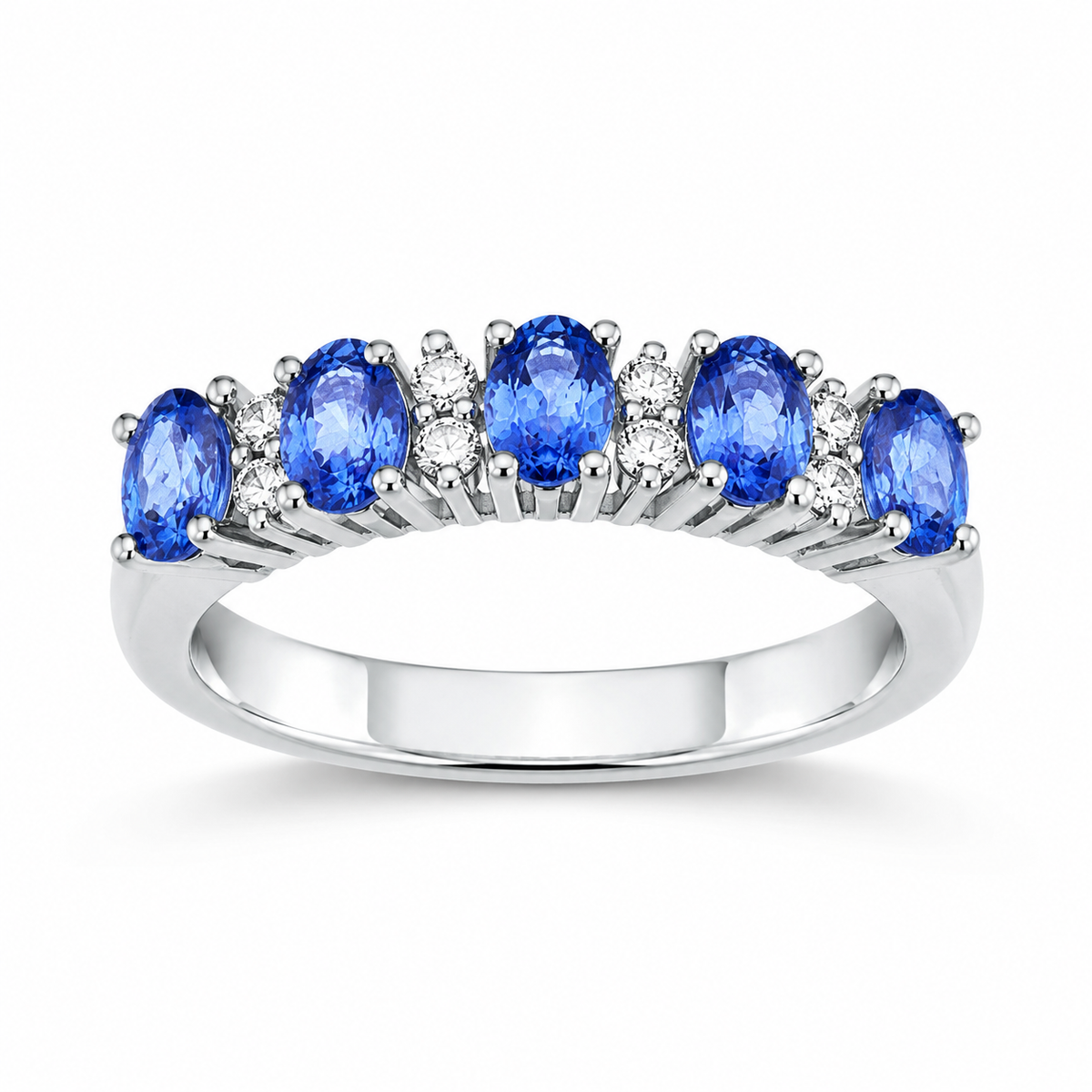Anello con Zaffiri Ceylon 0,99 ct e Diamanti 0,14 ct in Oro Bianco 18kt – Mirco Visconti (LF386/Z)